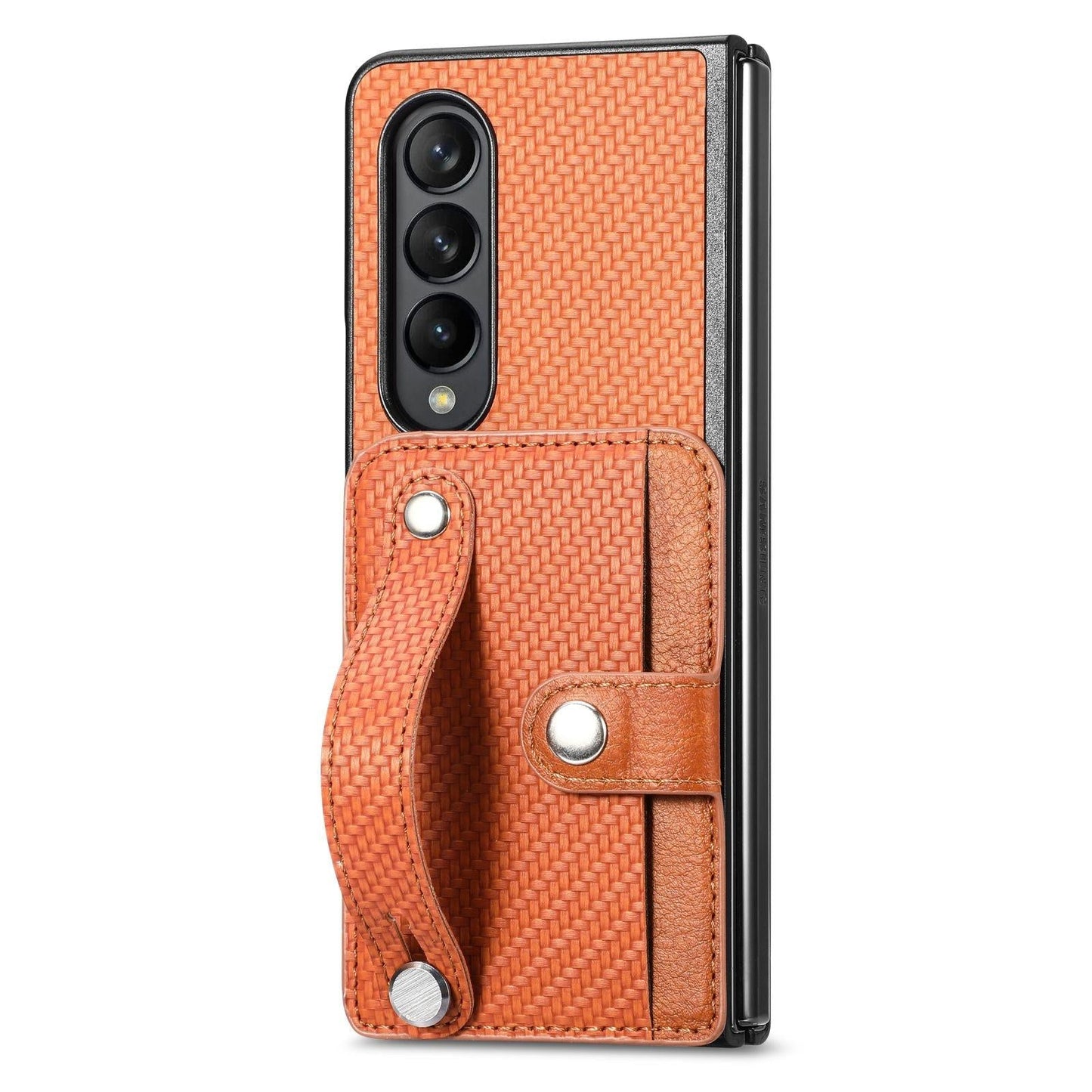 For Samsung Galaxy Z Fold4 5G Wristband Phone Case - Brown