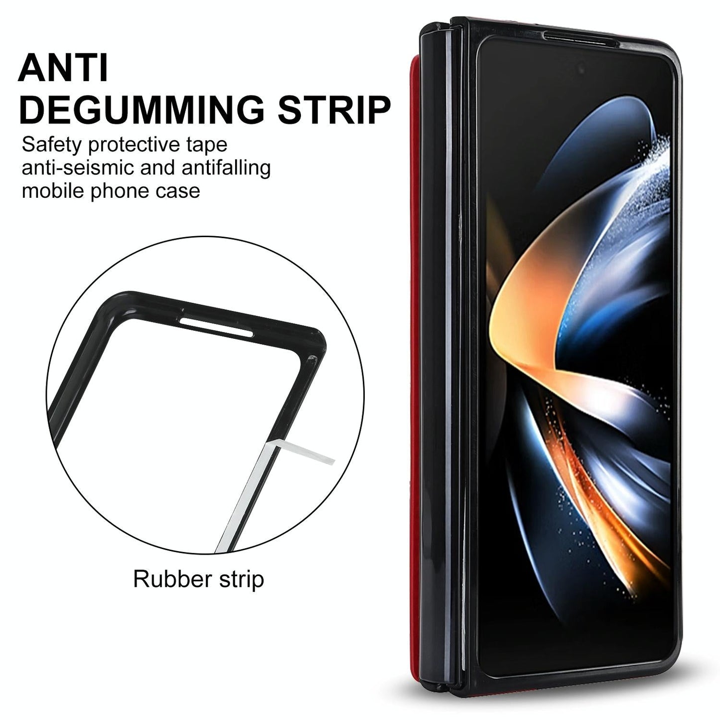 For Samsung Galaxy Z Fold4 5G Double Buckle Foldable Phone Case With Pen Slot - Red