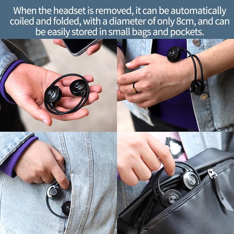 Bone Conduction Bluetooth Earphones with Stereo Vibration Speaker - Red