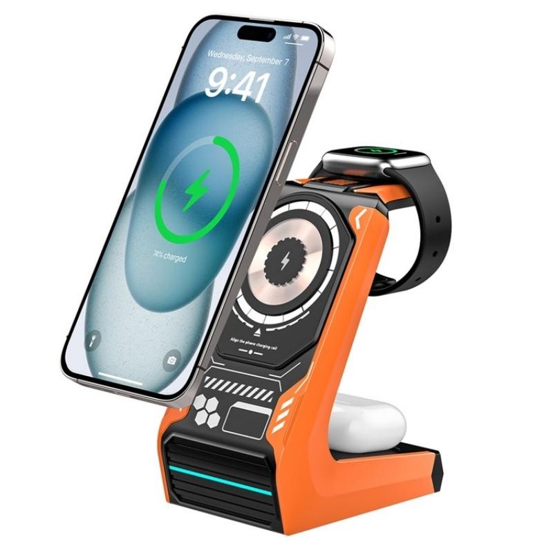 3 In 1 Wireless Charger For Mobile Phone And Earphones - Grey