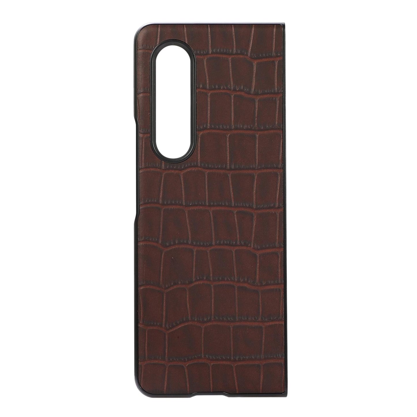 For Samsung Galaxy Z Fold4 5G Genuine Leather Crocodile Texture Phone Case - Brown
