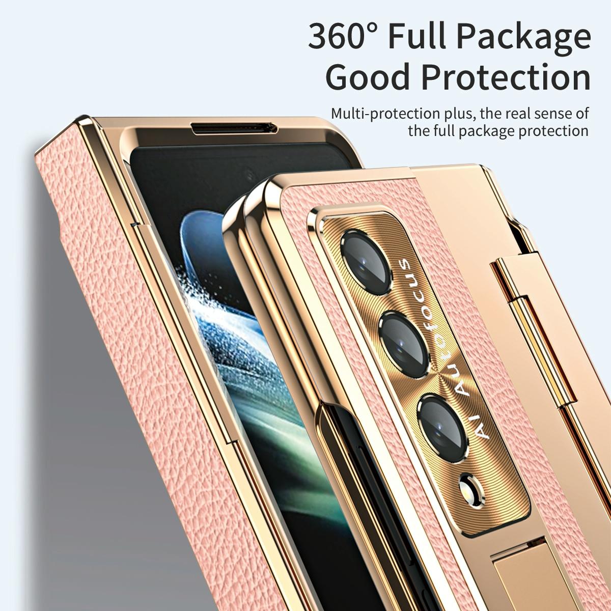 For Samsung Galaxy z Fold4 5G Full Coverage Phone Case with Hinge - Integrated Design - Gold