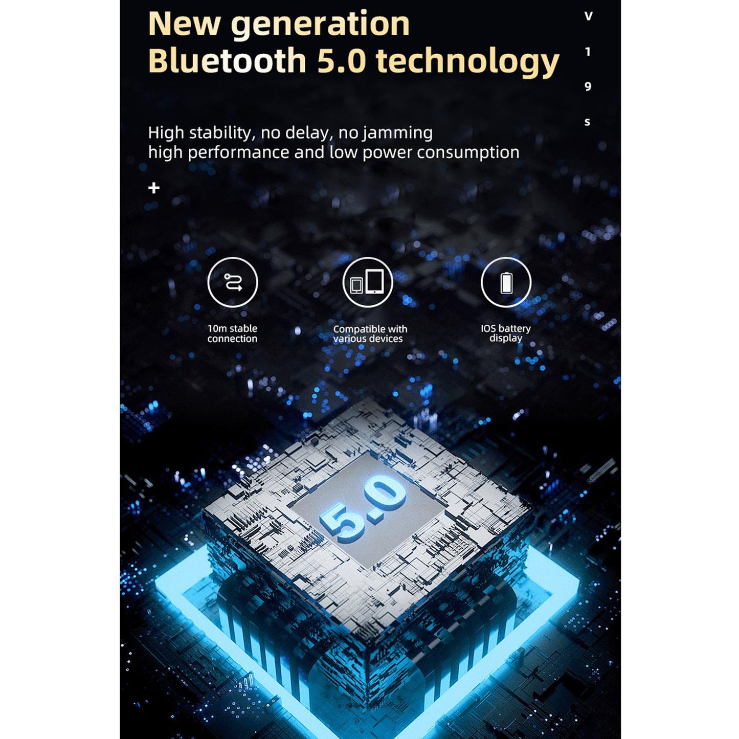 Business Style Bluetooth 5.0 Earphone with Fingerprint Touch - Blue