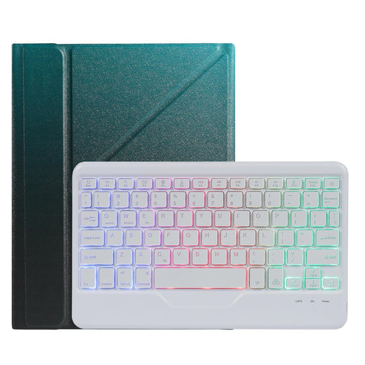 Bluetooth Keyboard Leather Case For Ipad 9.7 - Triangle Holder & Pen Slot - Gradient Dark Green