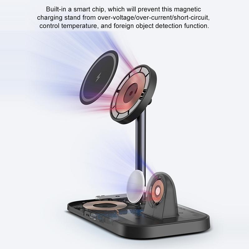 3 In 1 Magnetic Wireless Charger For Iphone & Airpods - Black
