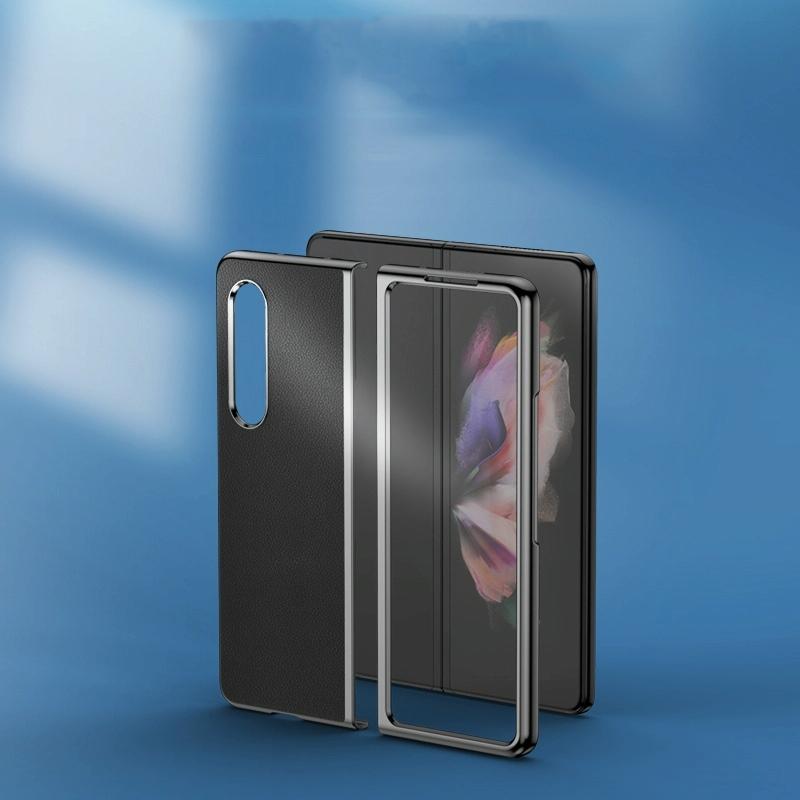 For Samsung Galaxy Z Fold4 5G Leather Plated Phone Cover - Green