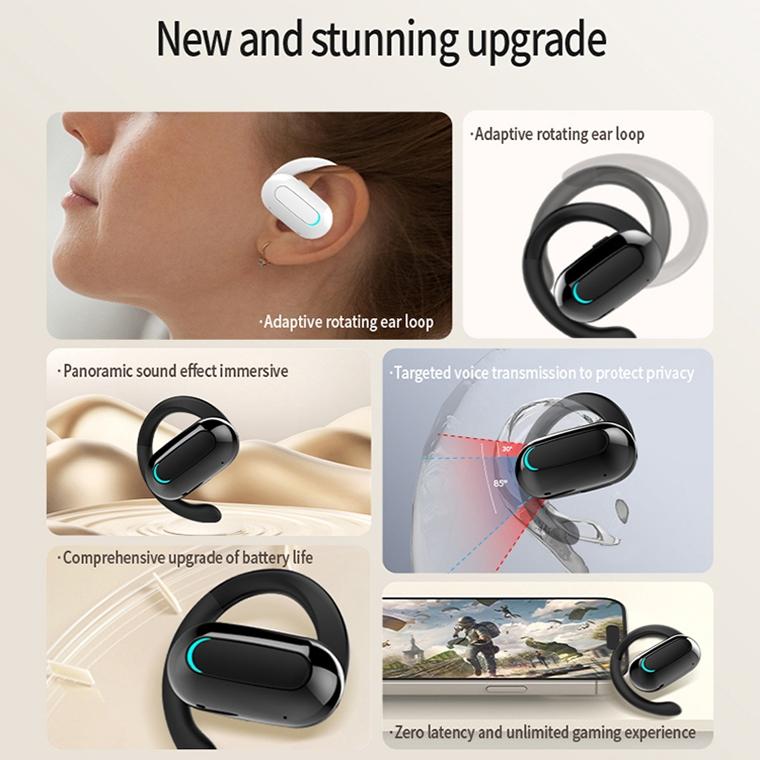 Rotatable Bluetooth Sports Earphones with Noise Reduction - White
