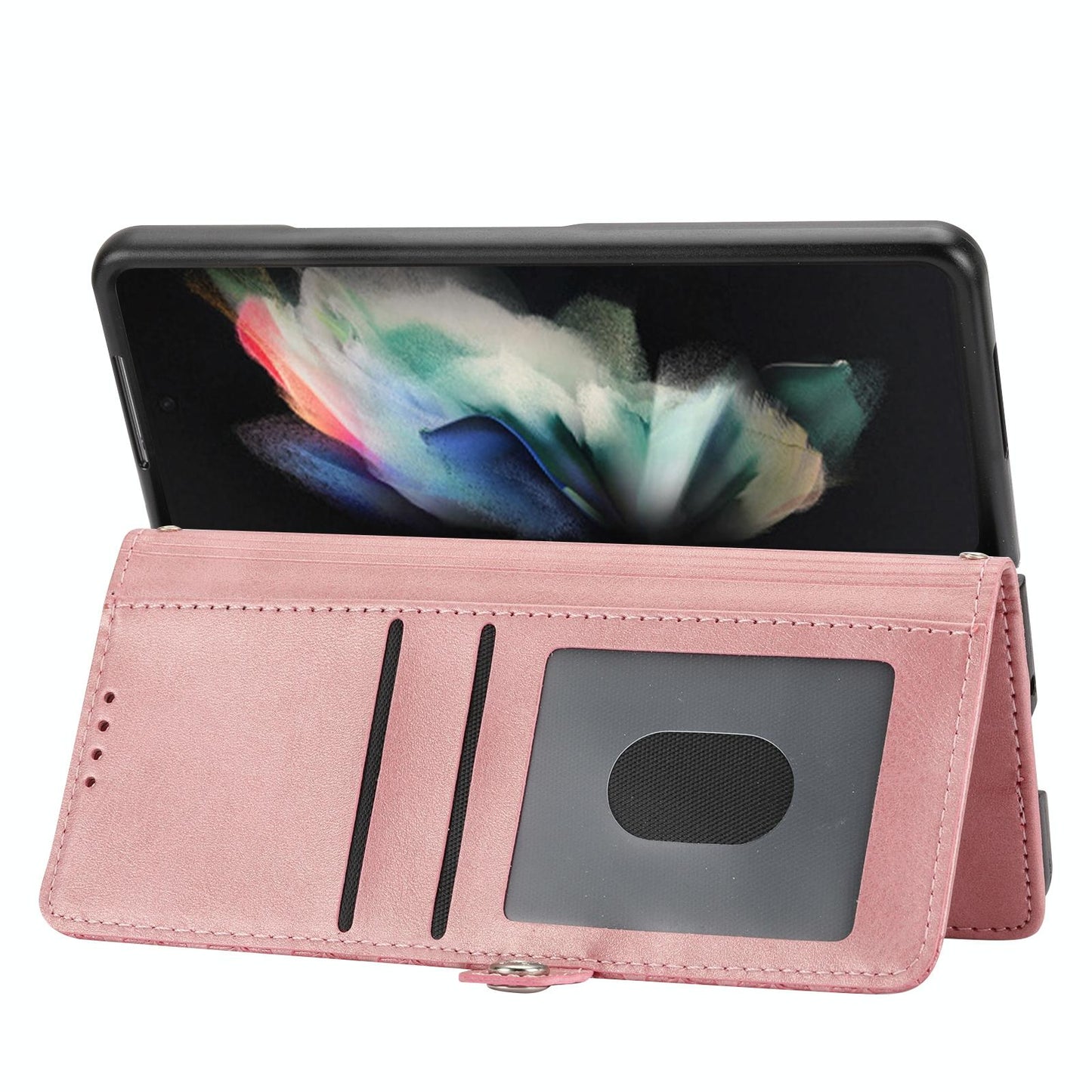 For Samsung Galaxy Z Fold4 5G Textured Leather Phone Case - Cubic Grid Design - Brown