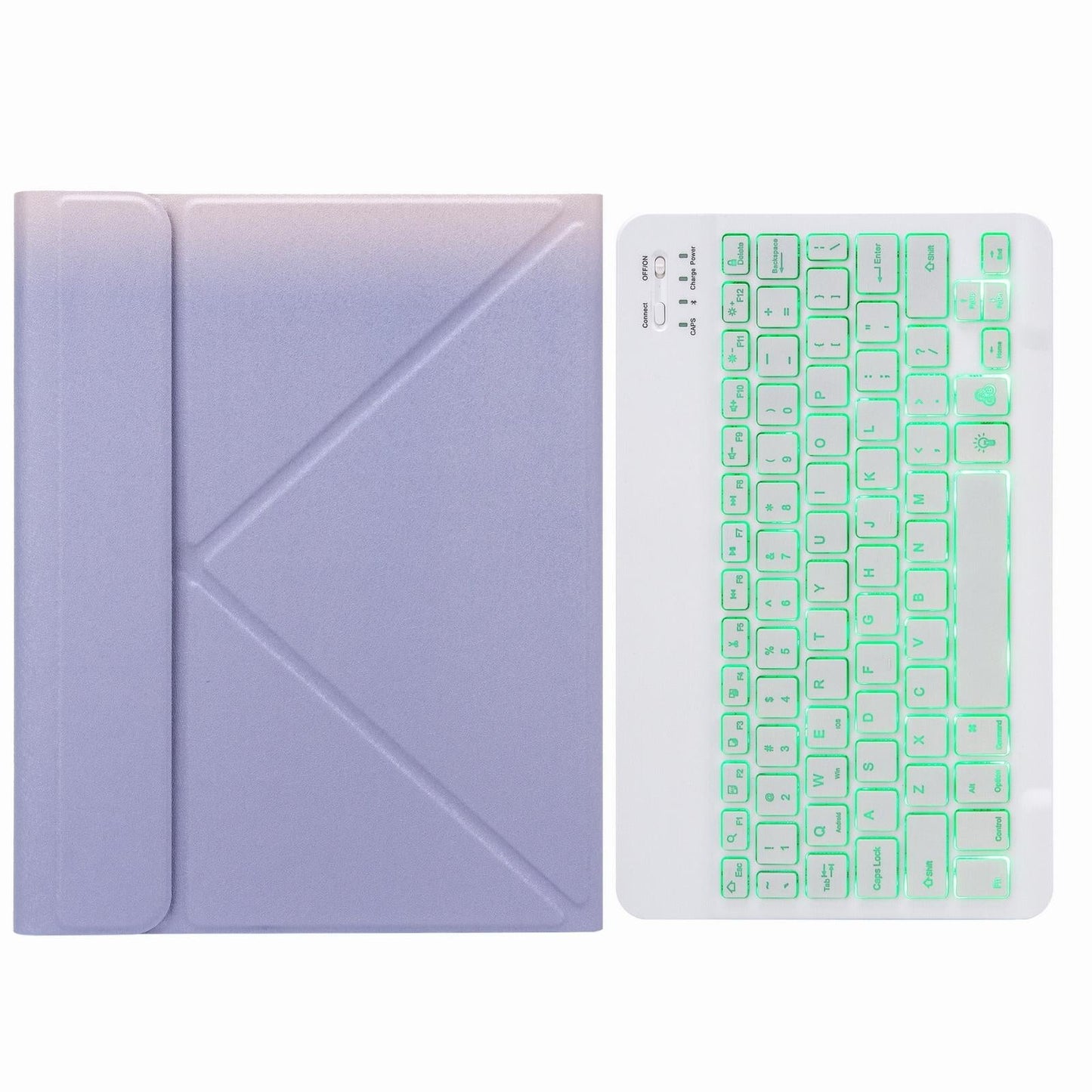 Bluetooth Keyboard Leather Case For Ipad 10.2 / 10.5 With Monochrome Backlight & Three-Fold Holder - Purple