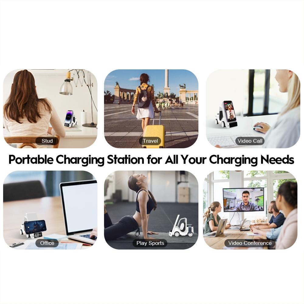 5 In 1 Car Desktop Alarm Clock With Wireless Charging - Yellow