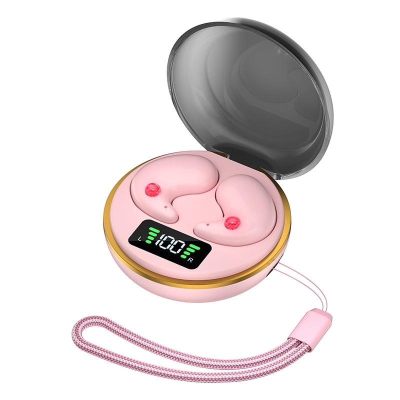 Mini Invisible Bluetooth Earphones with Charging Case - Pink