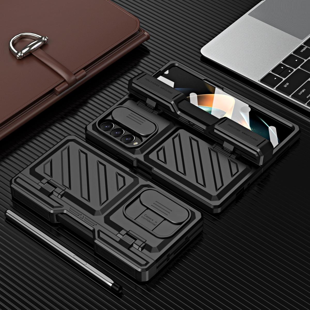 For Samsung Galaxy Z Fold4 5G Shockproof Tpu Pc Case With Pen - Silver