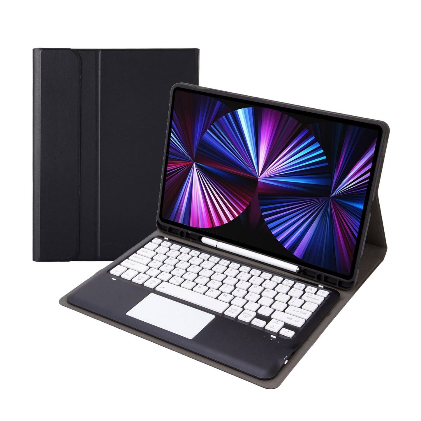 Detachable Bluetooth Keyboard Leather Case For Ipad Pro 12.9 2021 / 2020 / 2018 With Touch Pad - Dark Green