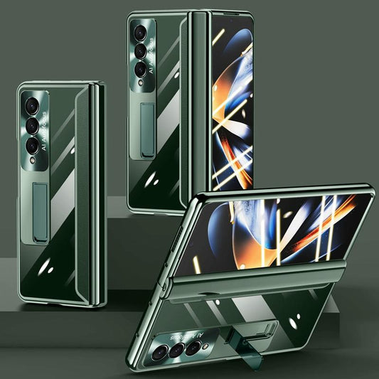 For Samsung Galaxy Z Fold4 5G Samsung Fold 4 Full Body Hinge Case - Electroplated - Green