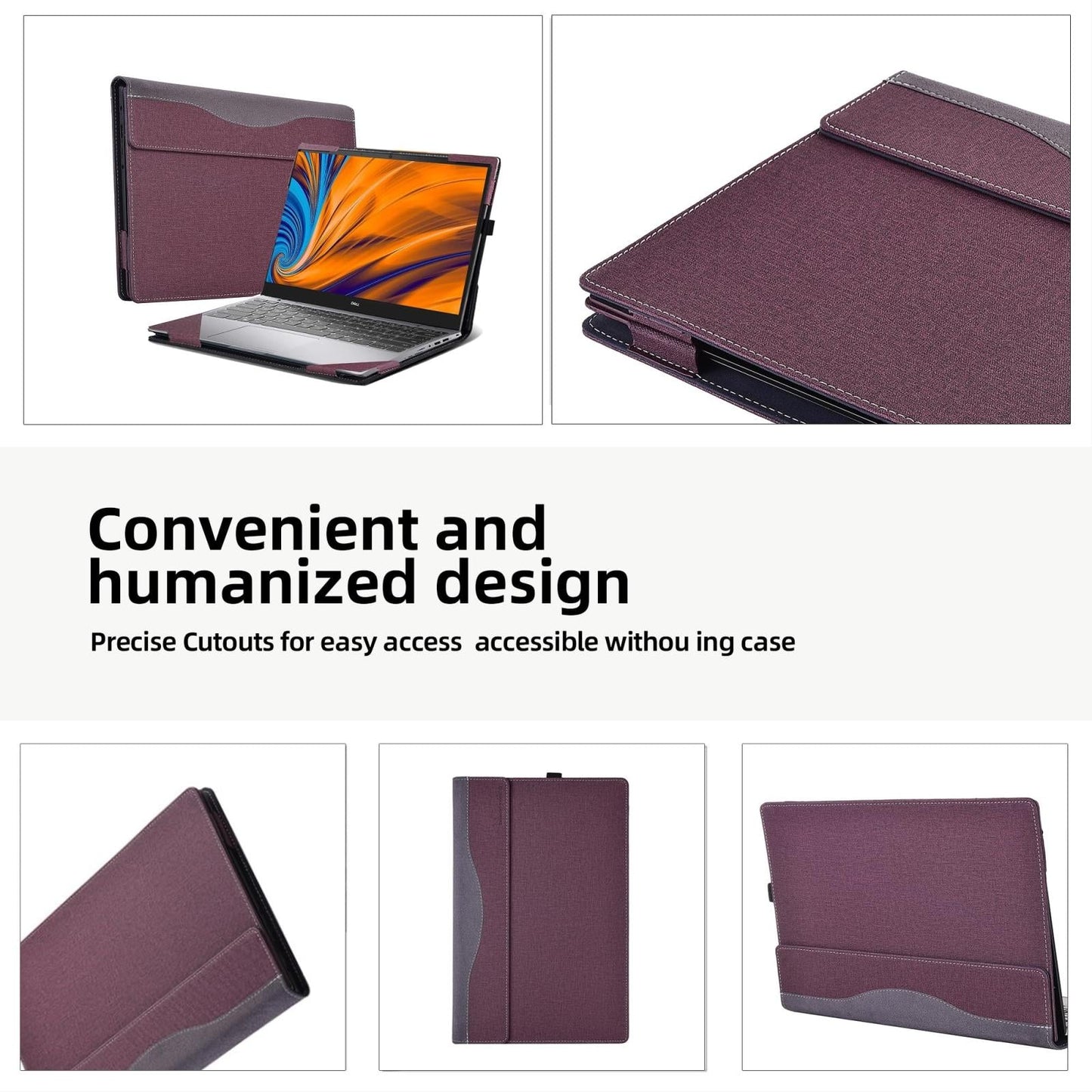 14 Leather Laptop Protective Case - Anti-Fall Design - Wine Red - For Samsung Galaxy Book 3 Pro