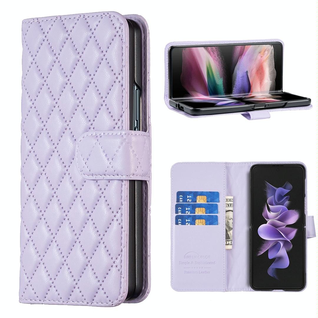 For Samsung Galaxy Z Fold4 5G Samsung Fold 4 Diamond Lattice Wallet Case - Sleek And Stylish - Pink