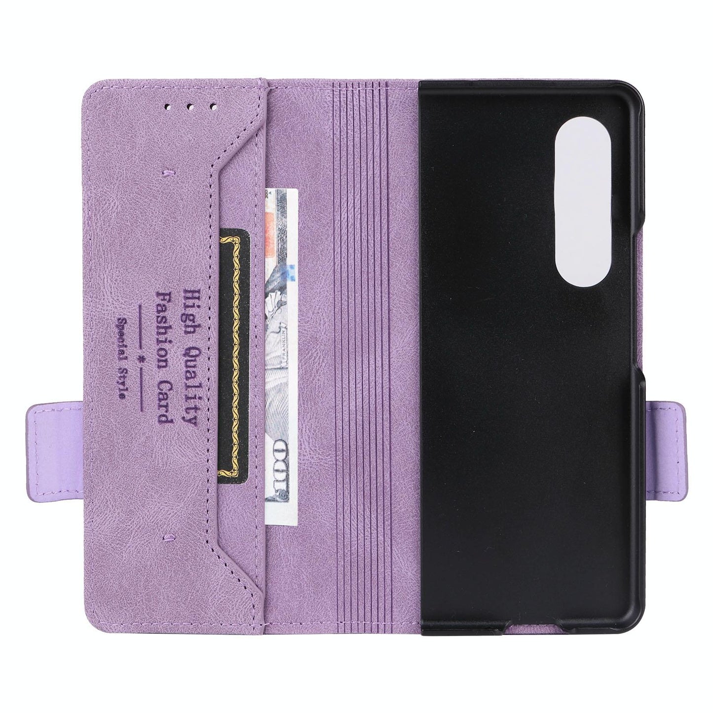 For Samsung Galaxy Z Fold4 5G Leather Flip Case With Magnetic Clasp - Purple