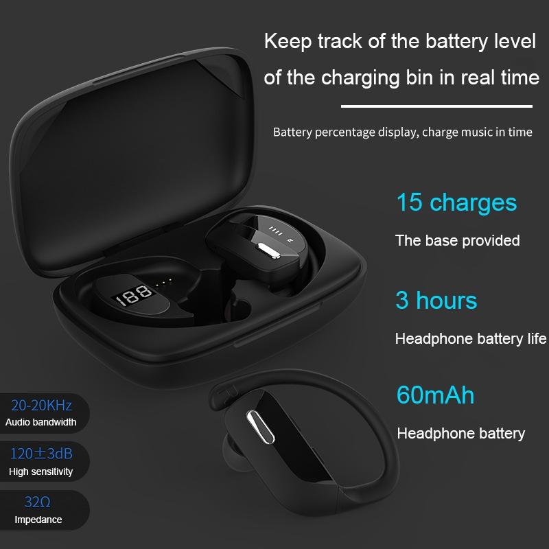 Wireless Noise-cancelling Bluetooth Earbuds with Dual Battery Display - T16 Blue