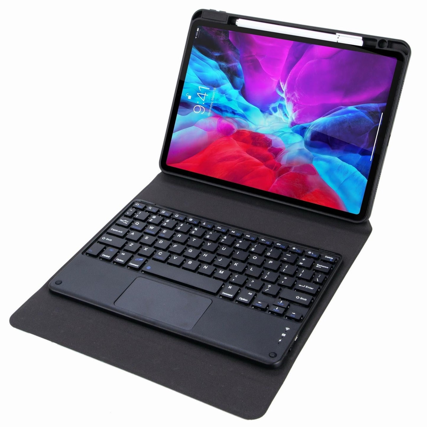 Bluetooth Keyboard Leather Case For Ipad 9.7 2018 / 2017 With Three-Fold Holder - Purple