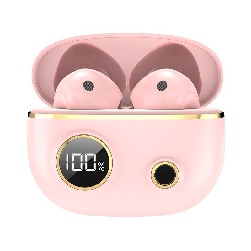 Waterproof 9d Stereo Bluetooth Earphones with Charging Case - Pink