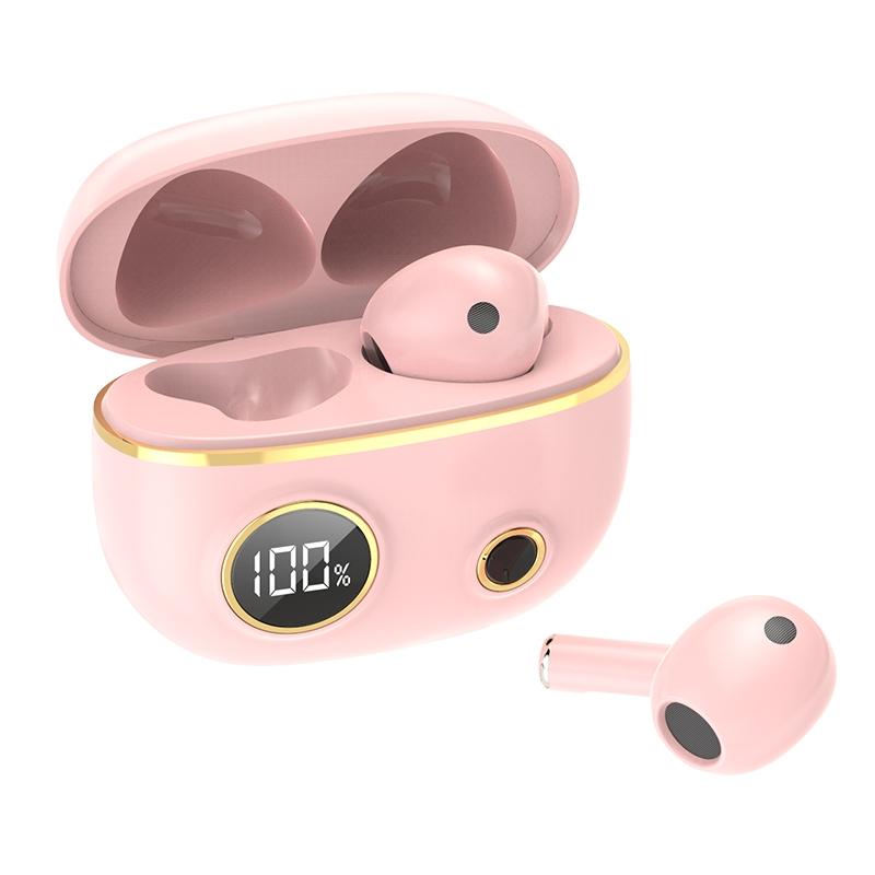 Waterproof 9d Stereo Bluetooth Earphones with Charging Case - Pink