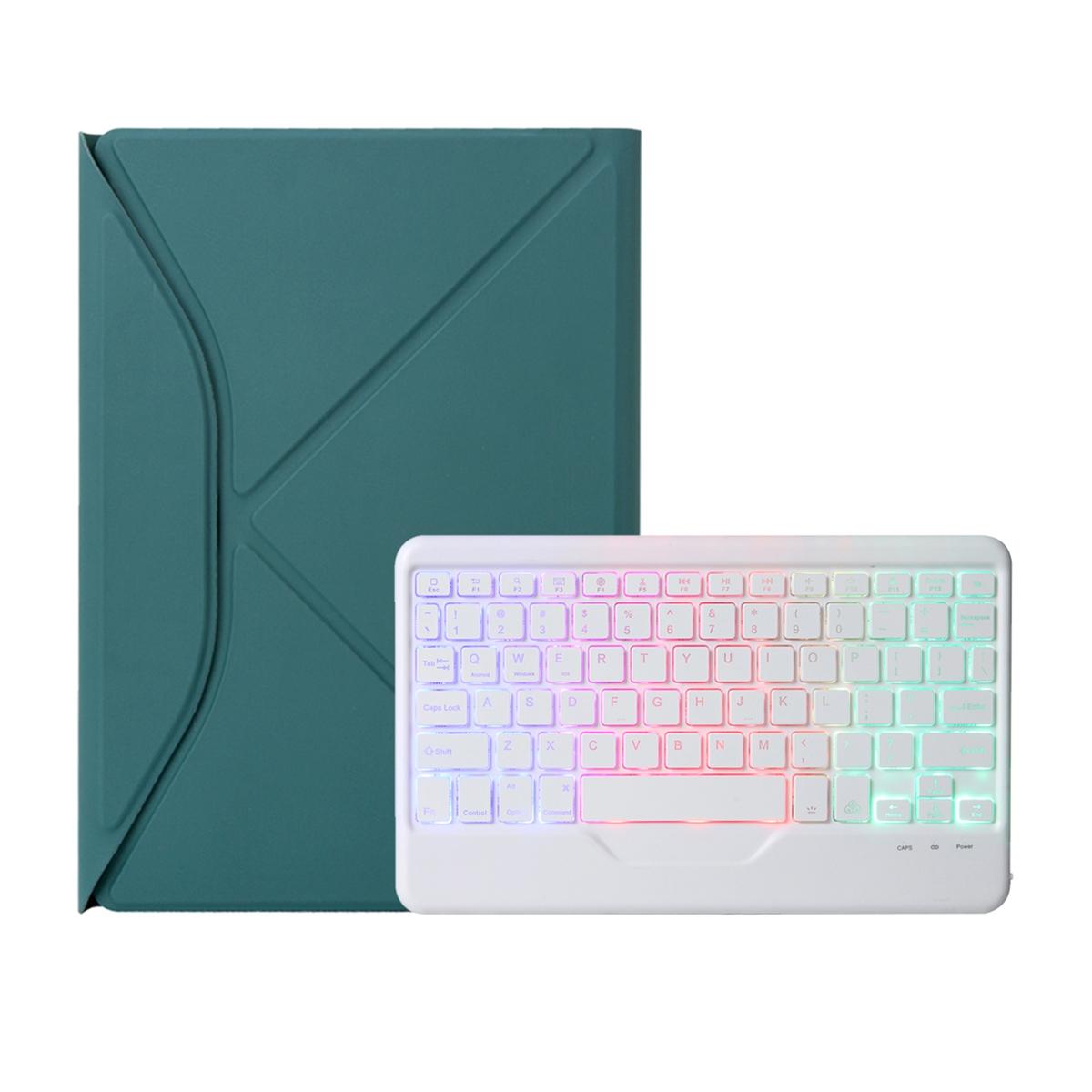 Bluetooth Keyboard Leather Tablet Case With Pen Slot And Backlight - Green