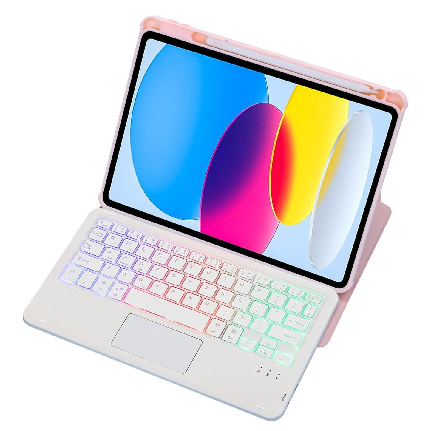 360 Rotation Bluetooth Keyboard Leather Case For Ipad 10.9 2022 With Touch Control And Backlight - Blue