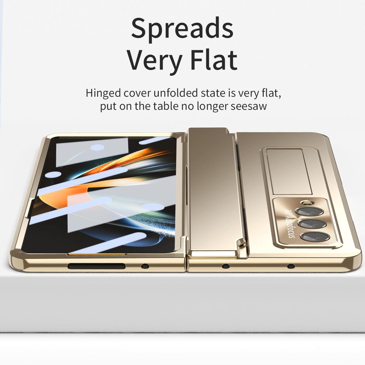 For Samsung Galaxy Z Fold4 5G Folding Case With Integrated Hinge - Champagne Gold