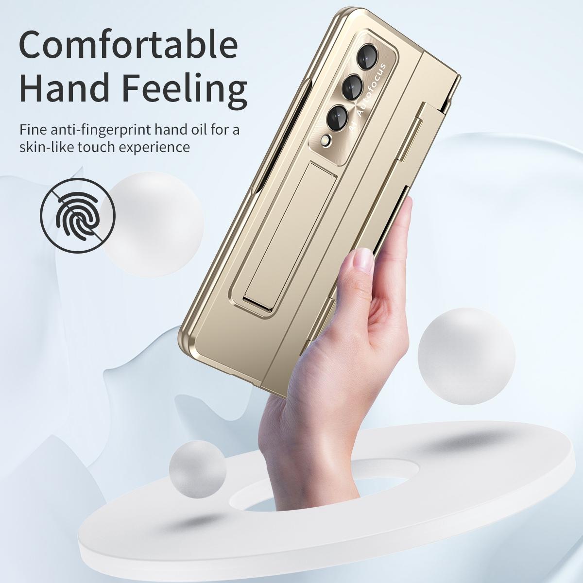 For Samsung Galaxy Z Fold4 5G Folding Case With Integrated Hinge - Champagne Gold