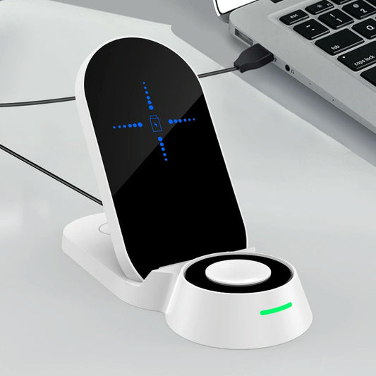 3 In 1 Foldable Wireless Charger For Smart Devices - White