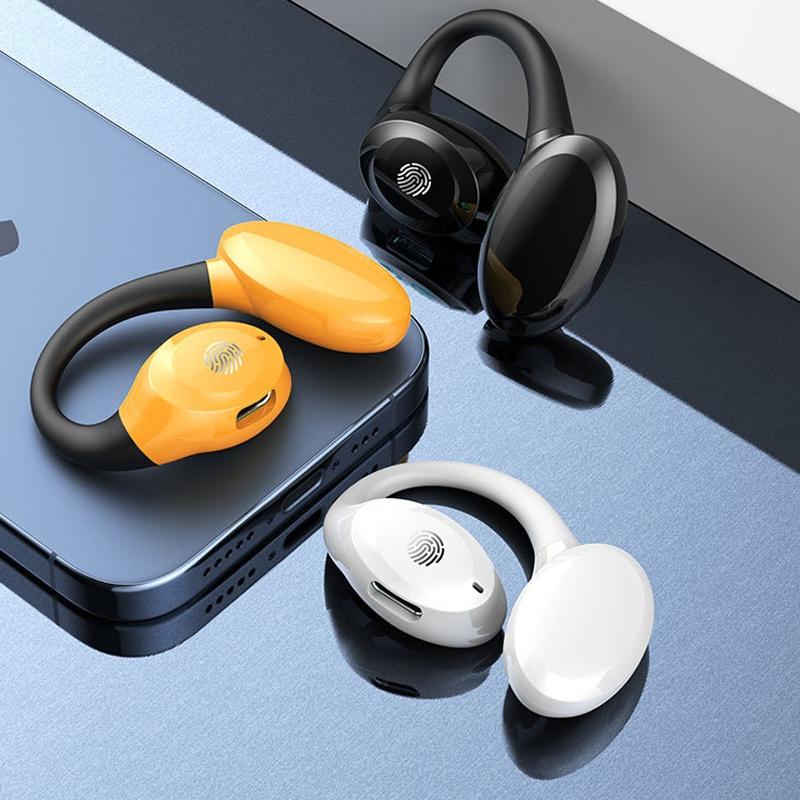 Waterproof Touch Control Wireless Earphones with Ear-hook for Sports - White