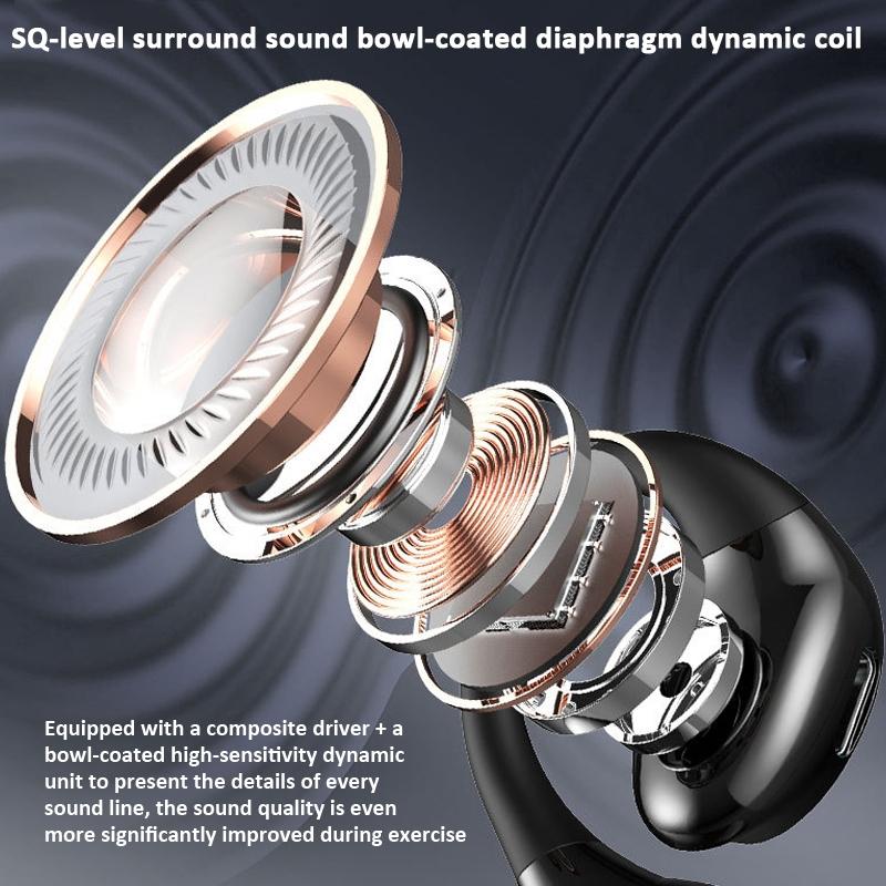 Waterproof Touch Control Wireless Earphones with Ear-hook for Sports - White