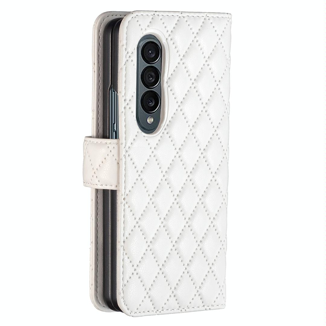 For Samsung Galaxy Z Fold4 5G Diamond Lattice Flip Wallet Case - Pink