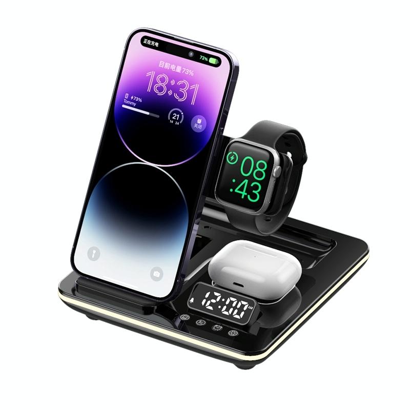 15W 5 In 1 Foldable Wireless Charger Stand - Silver