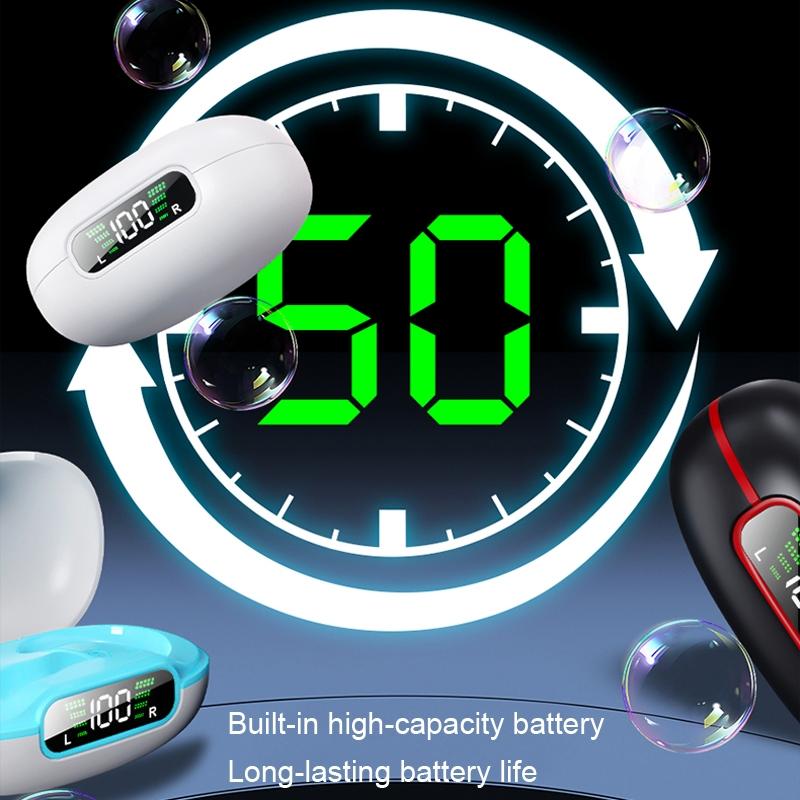 Wireless Bluetooth Earphone with Charging Case - Clip-on - Black Red