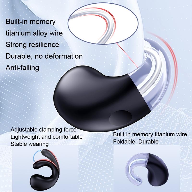 Wireless Bluetooth Earphone with Charging Case - Clip-on - Black Red