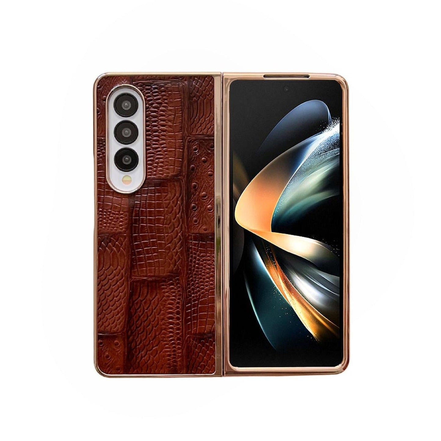 For Samsung Galaxy Z Fold4 5G Leather Mahjong Phone Case - Electroplated - Black
