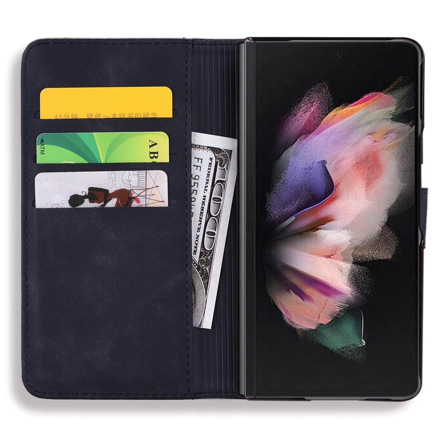 For Samsung Galaxy Z Fold4 5G Dual Fold Mandala Leather Case - Embossed Design - Pink