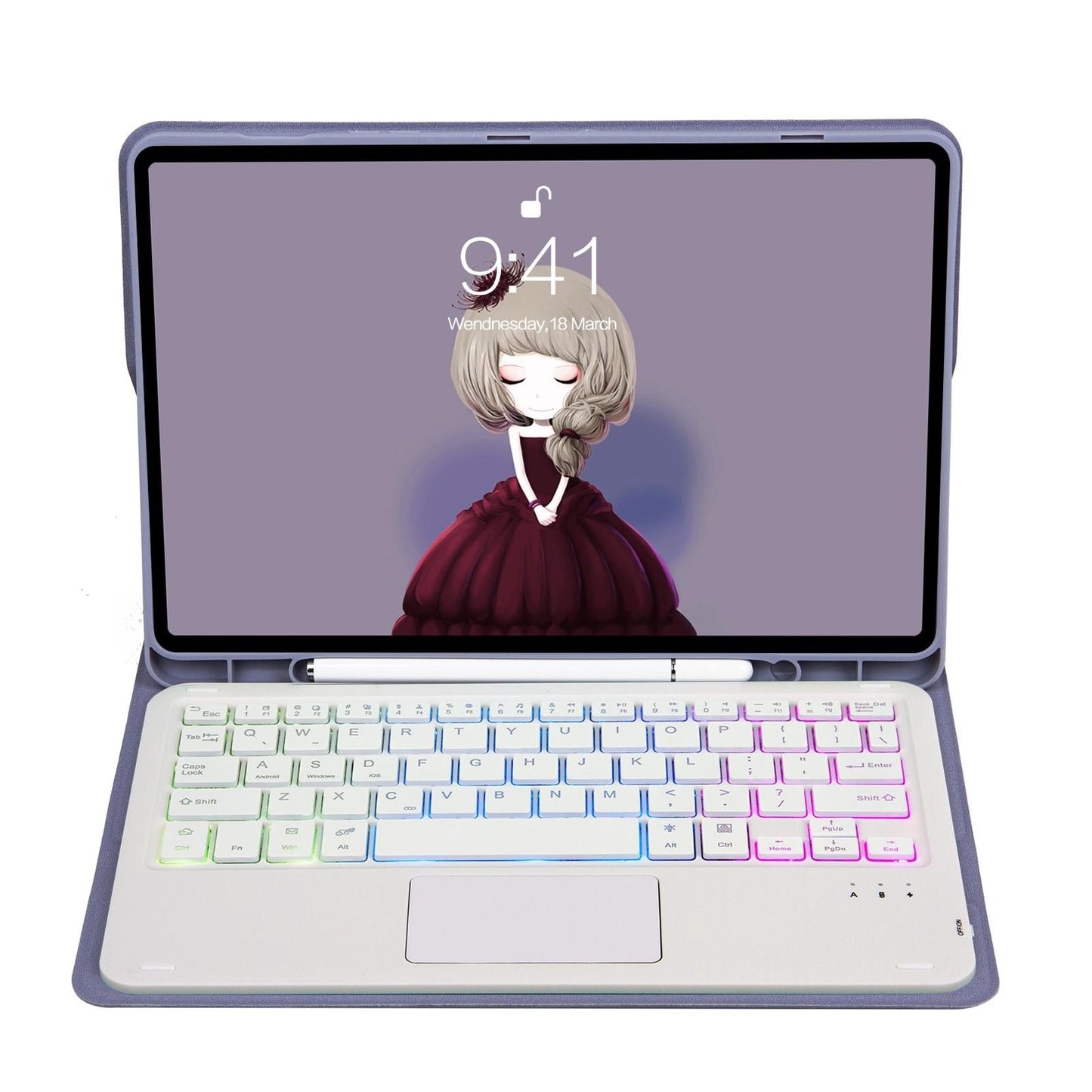 Bluetooth Keyboard Leather Tablet Case For Ipad 10.2 / 10.5 / Air 2019 With Touch Pad & Backlight - Dark Green