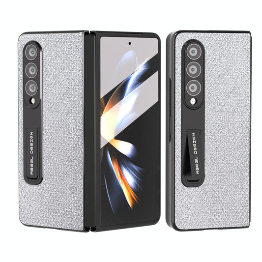 For Samsung Galaxy Z Fold4 5G Diamond Edge Case With Holder - Silver
