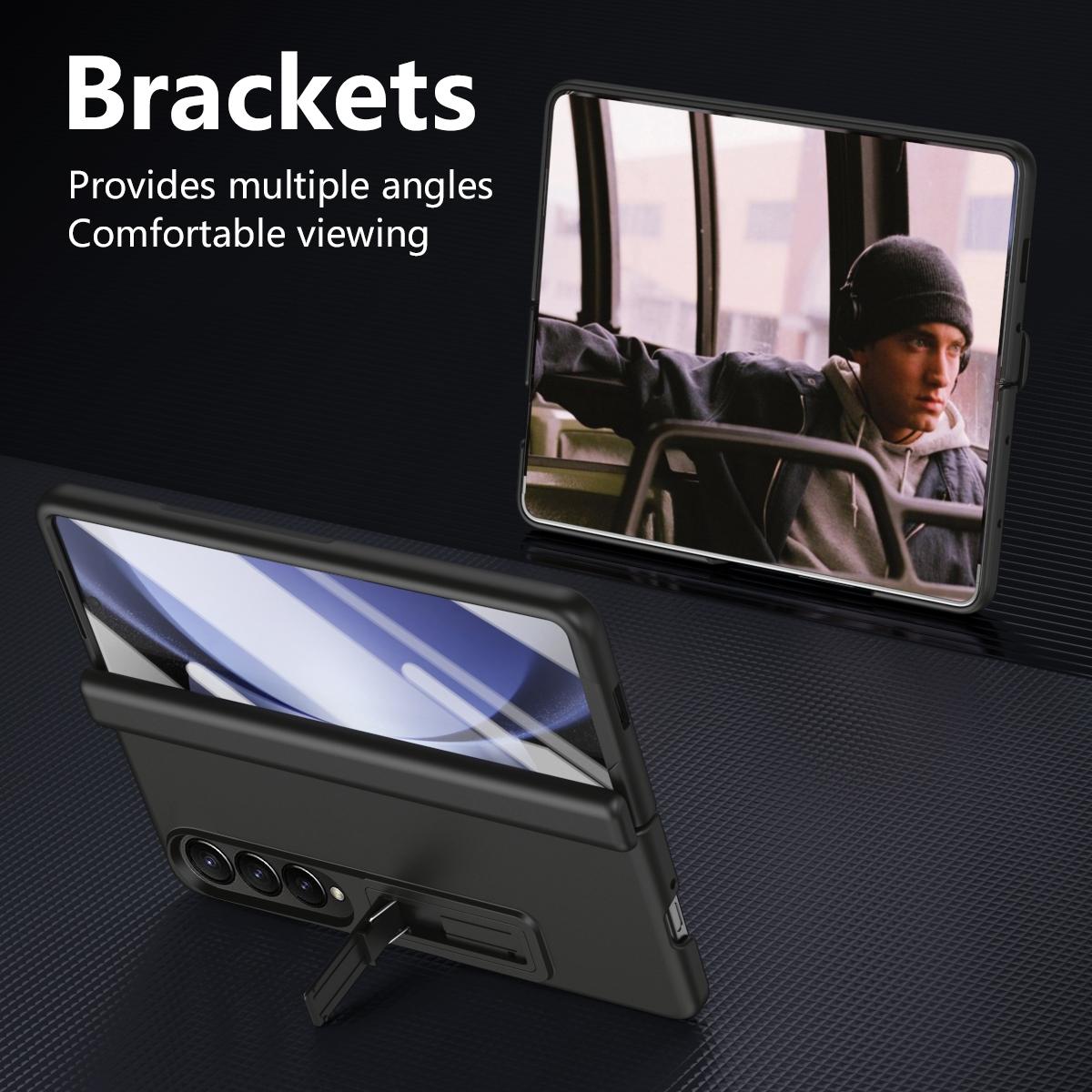 For Samsung Galaxy Z Fold4 5G Shockproof Case With Holder - All-Inclusive - Grey