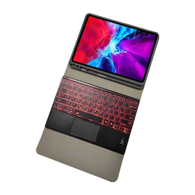 Bluetooth Keyboard Tablet Case For Ipad Pro 11 - Detachable Touch Leather Holder Pen Slot - Rose Gold