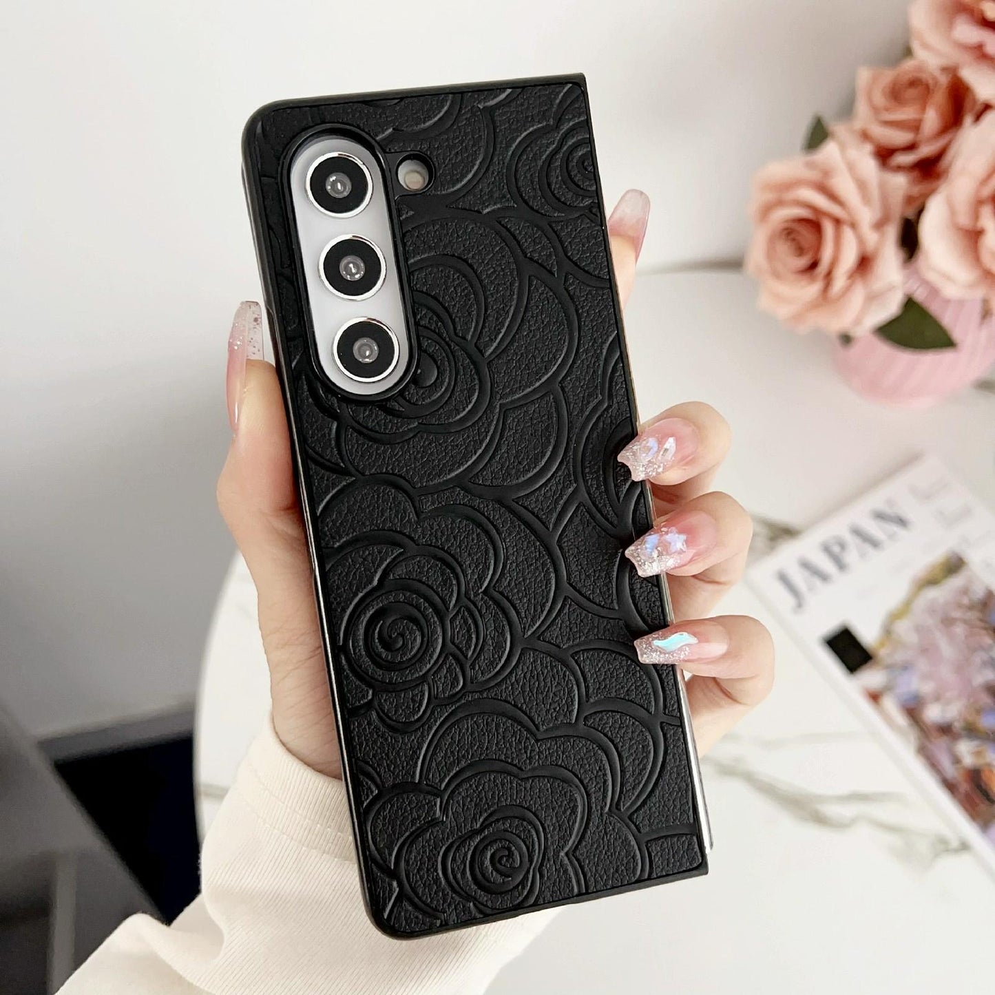 For Samsung Galaxy Z Fold4 5G Floral Print Protective Phone Case - White