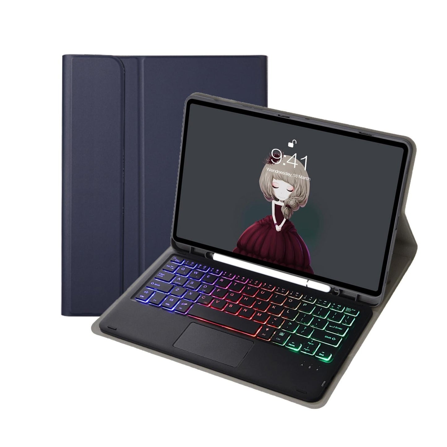 Bluetooth Keyboard Leather Tablet Case For Ipad 10.2 / 10.5 / Air 2019 With Touch Pad & Pen Slot - Rose Gold