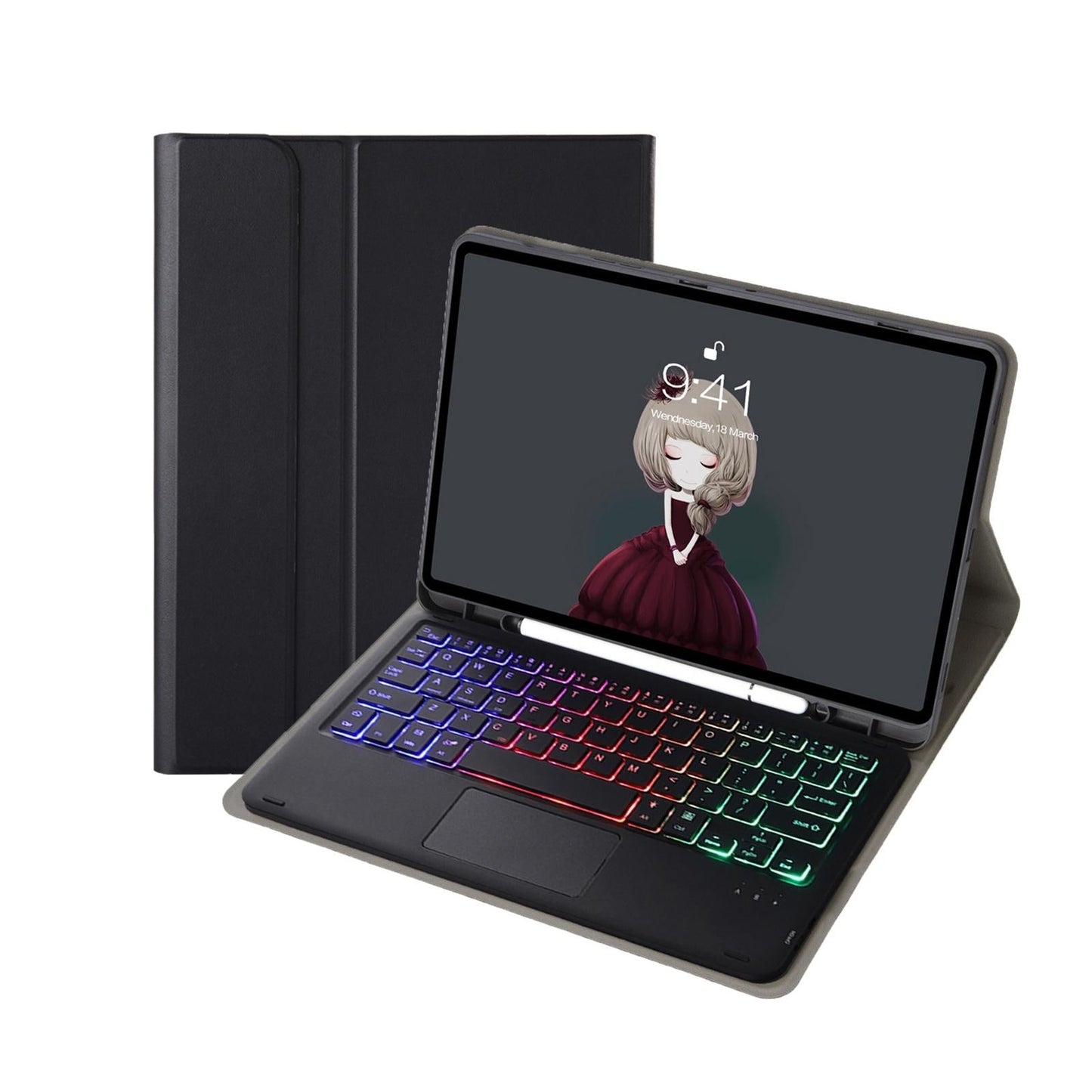 Bluetooth Keyboard Leather Tablet Case For Ipad 10.2 / 10.5 / Air 2019 With Touch Pad & Pen Slot - Rose Gold