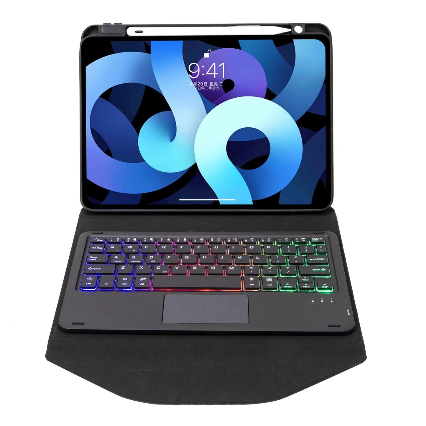 Bluetooth Keyboard Leather Case For Ipad Air 10.9 With Touchpad And Pen Slot Backlit - Green