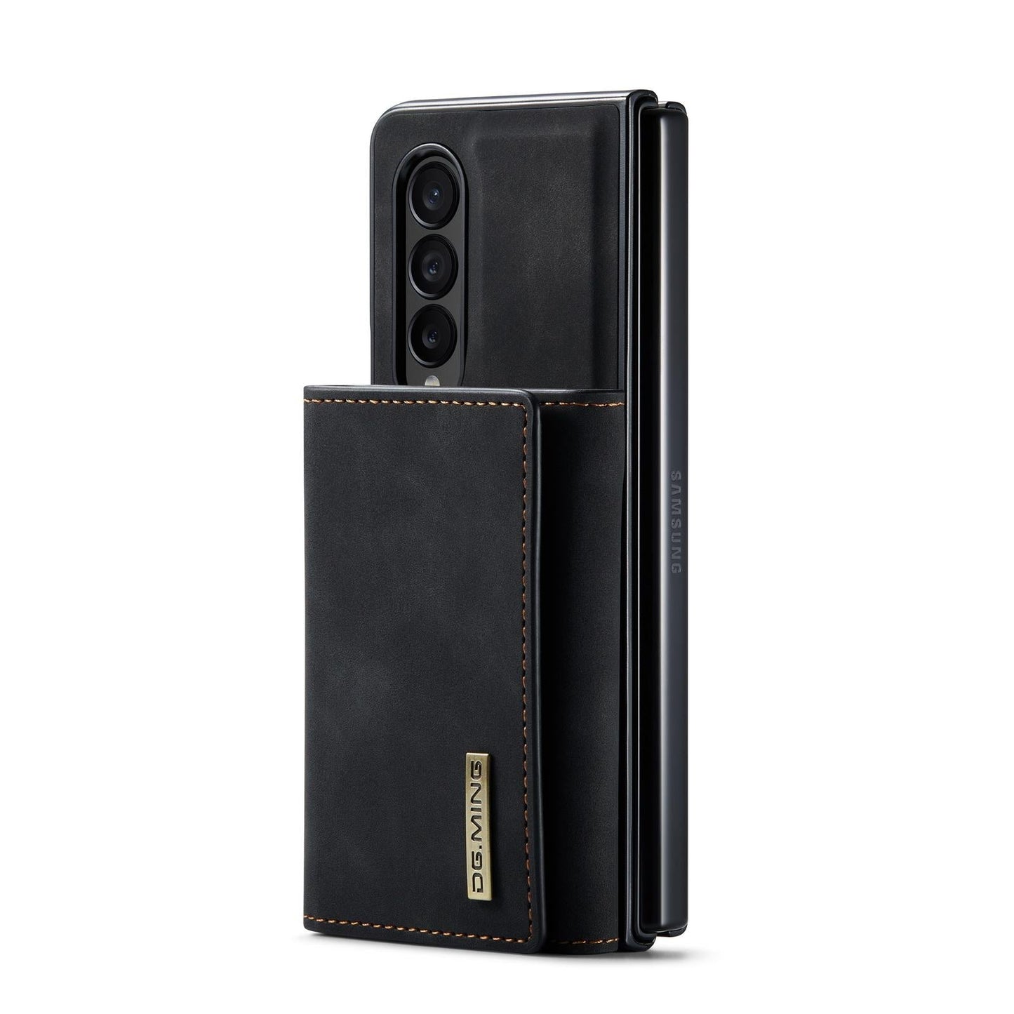 For Samsung Galaxy Z Fold4 5G Wallet Case - 3 Fold Multi Card Holder - Coffee