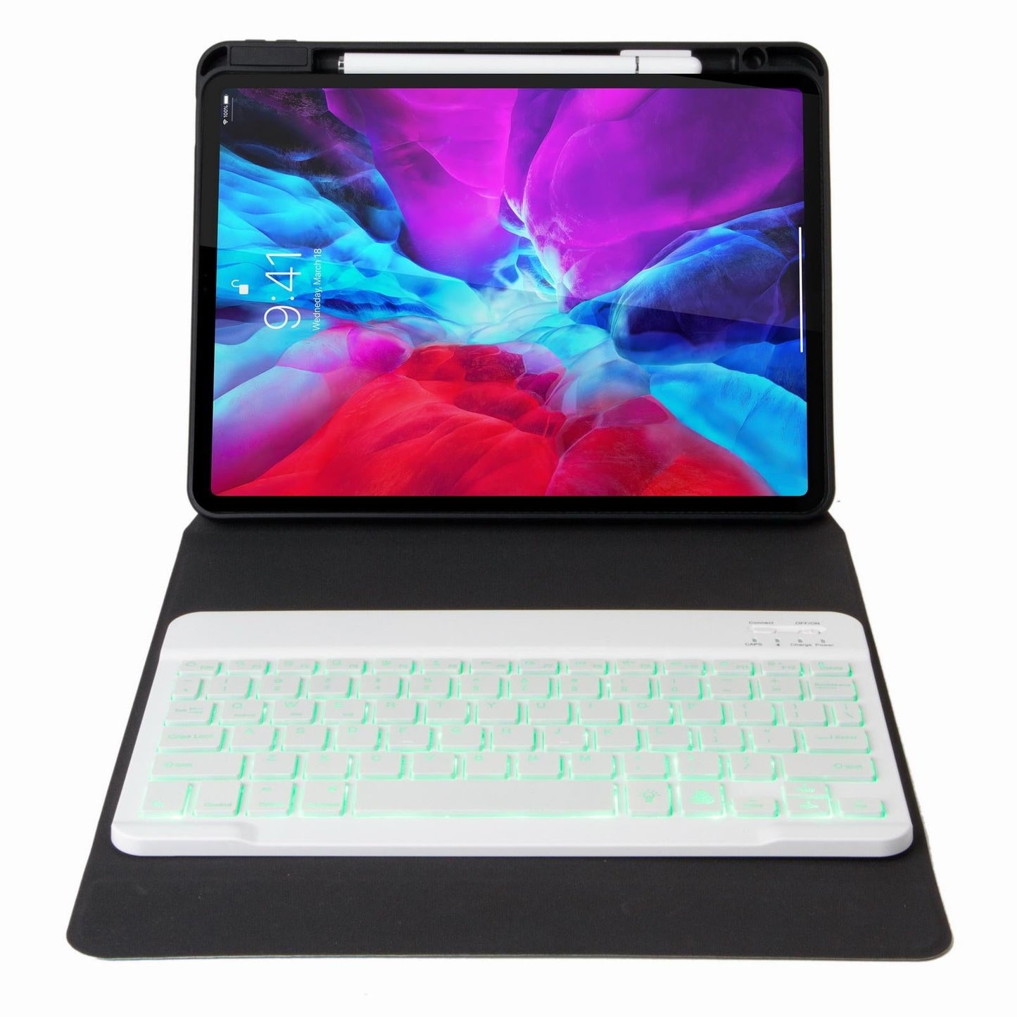 Bluetooth Keyboard Leather Case For Ipad Pro 11 With Three-Fold Holder & Backlight - Purple