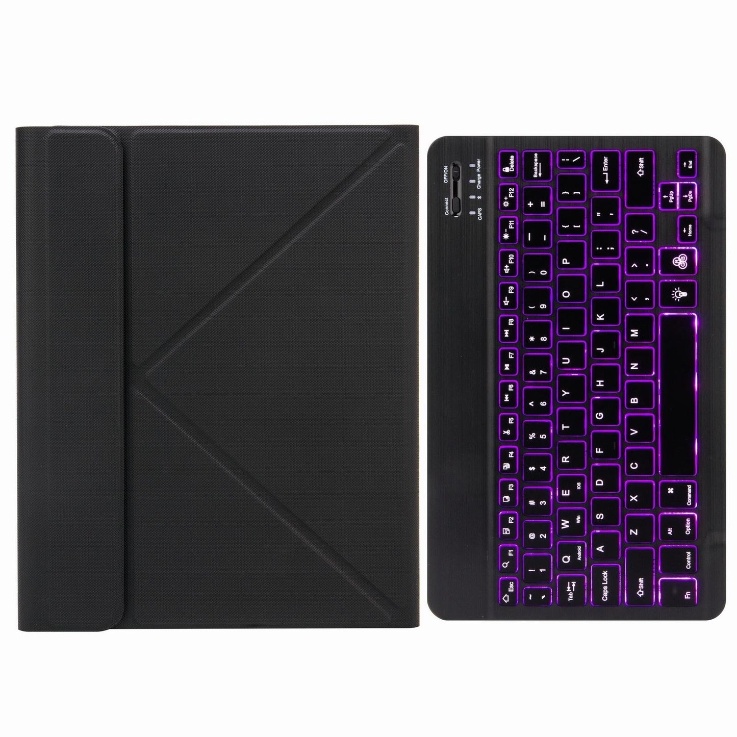 Bluetooth Keyboard Leather Case For Ipad Pro 11 With Three-Fold Holder & Backlight - Purple