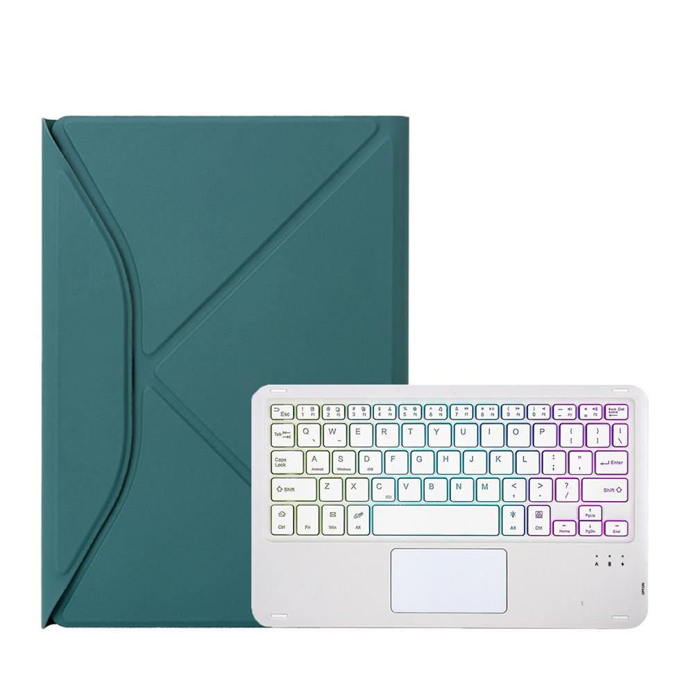 Bluetooth Keyboard Leather Case For Ipad 10.2 - Touchpad Backlight Pen Slot - 2021 / 2020 / 2019 - Green